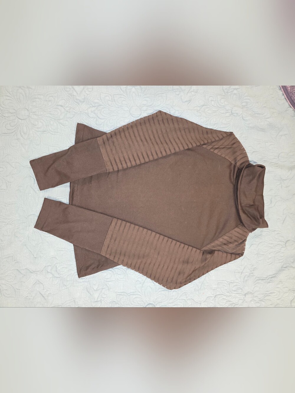 StyleWe Black Striped Mesh Panel Turtleneck Top Size S